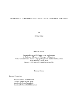 Grammatical constraints in second language sentence processing