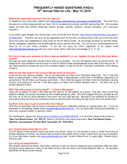 FREQUENTLY ASKED QUESTIONS (FAQ`s) 10 Annual Hike for Life