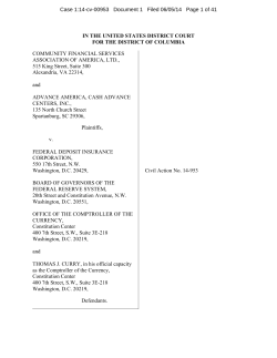 The lawsuit - Community Financial Services Association of America