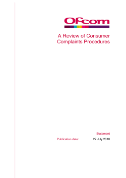 A Review of Consumer Complaints Procedures