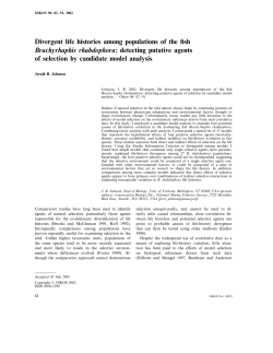 Divergent life histories among populations of the fish