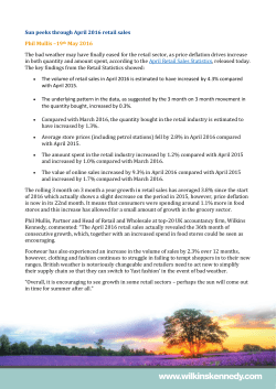 Sun peeks through April 2016 retail sales Phil Mullis &ndash;19th May