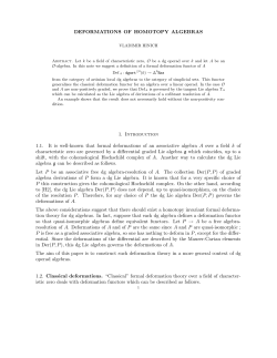 DEFORMATIONS OF HOMOTOPY ALGEBRAS 1. Introduction 1.1. It