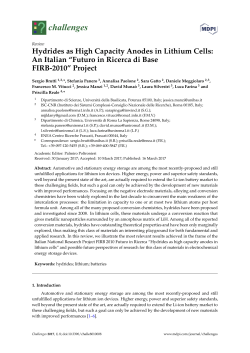 Hydrides as High Capacity Anodes in Lithium Cells: An Italian