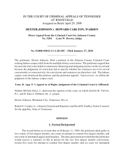 DEXTER JOHNSON v. HOWARD CARLTON, WARDEN