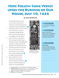 Here Follow Some Verses upon the Burning of Our House, July 10