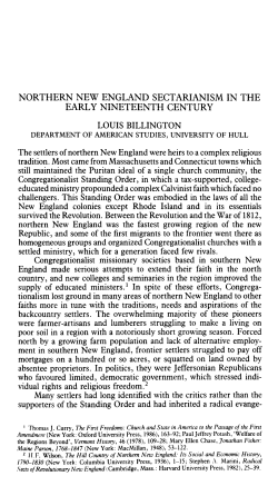 northern new england sectarianism in the early nineteenth century