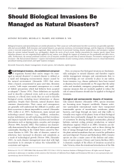 Should Biological Invasions Be Managed as Natural Disasters?