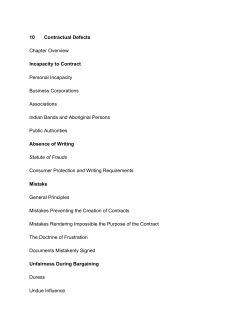 10# Contractual#Defects Chapter(Overview Incapacity#to#Contract