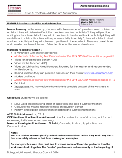 Lesson 5: Fractions—Addition and Subtraction D. Legault