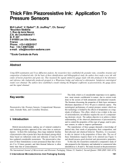 Thick Film Piezoresistive Ink: Application To Pressure