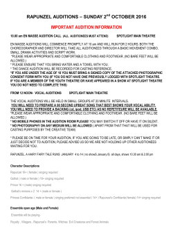 rapunzel auditions &ndash; sunday 2 october 2016 important audition