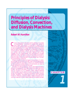 Principles of Dialysis: Diffusion, Convection, and Dialysis Machines