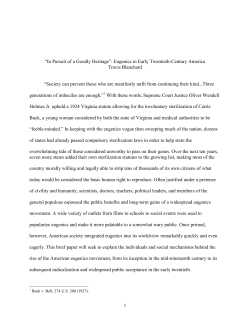 Eugenics in Early Twentieth-Century America Travis Blanchard