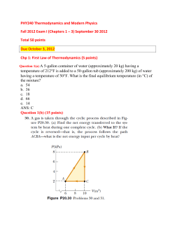 PHY240 Thermodynamics and Modern Physics Fall 2012 Exam I