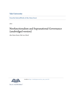 Neofunctionalism and Supranational Governance