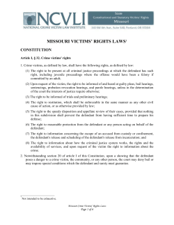 MISSOURI VICTIMS` RIGHTS LAWS