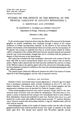 studies on the effects of the removal of the frontal ganglion in locust