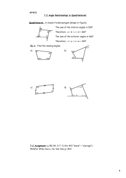 MPM1D 7.2 Angle Relationships in Quadrilaterals Quadrilateral
