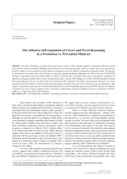 The Affective Self-regulation of Covert and Overt Reasoning in a