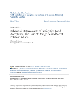 The Case of Orange-fleshed Sweet Potato in Ghana