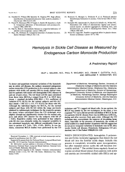Hemolysis in Sickle Cell Disease as Measured by Endogenous
