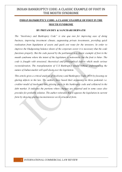 indian bankruptcy code: a classic example of foot in the mouth