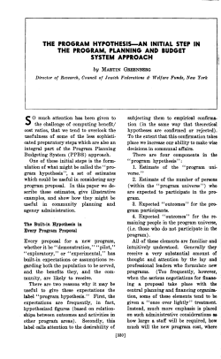 THE PROGRAM HYPOTHESIS&mdash;AN INITIAL STEP IN THE