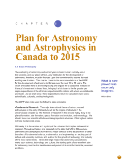 Plan for Astronomy and Astrophysics in Canada to 2015