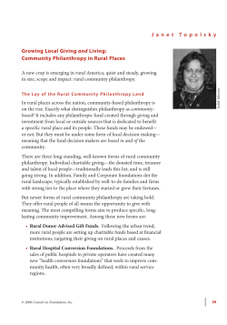 Growing Local Giving and Living: Community Philanthropy in Rural
