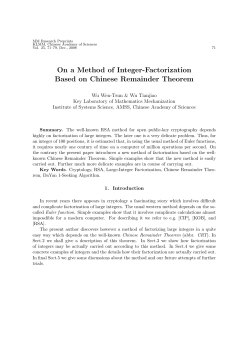 On a Method of Integer-Factorization Based on Chinese Remainder