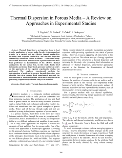 Thermal Dispersion in Porous Media &ndash; A Review on Approaches in