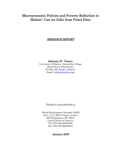 Macroeconomic Policies and Poverty Reduction in Malawi