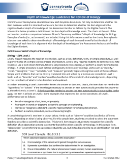 Depth of Knowledge Guidelines for Review of Biology