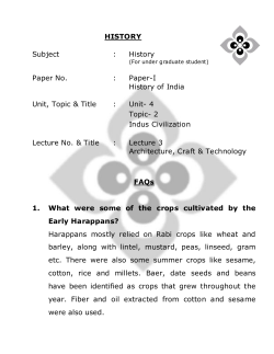 HISTORY Subject : History Paper No. : Paper