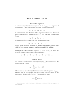 Handout on What is a Series - Mathematics Support Centre