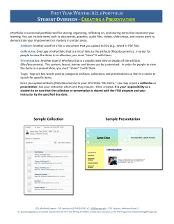 FIRST YEAR WRITING D2L EPORTFOLIO STUDENT OVERVIEW