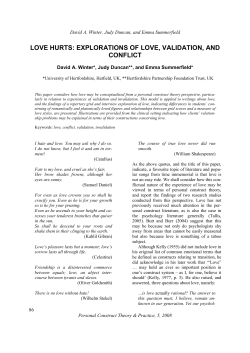 love hurts: explorations of love, validation, and conflict - PCP-net