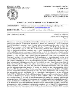 BY ORDER OF THE SECRETARY OF THE AIR FORCE AIR FORCE