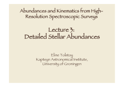 Lecture 3: Detailed Stellar Abundances