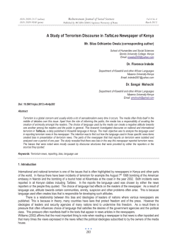 A Study of Terrorism Discourse in TaifaLeo Newspaper of Kenya