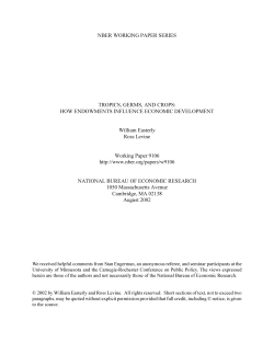 NBER WORKING PAPER SERIES TROPICS, GERMS, AND CROPS