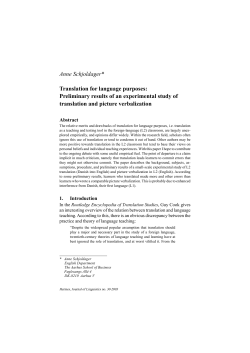 Anne Schjoldager* Translation for language purposes