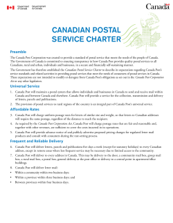 Canadian Postal Service Charter