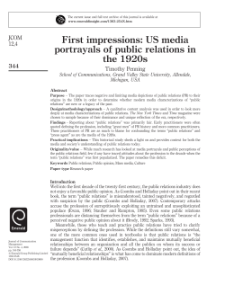First impressions: US media portrayals of public relations in the 1920s