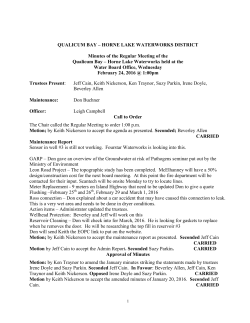 QUALICUM BAY &ndash; HORNE LAKE WATERWORKS DISTRICT