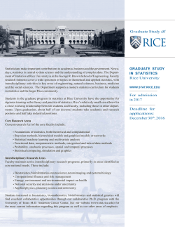 Gr aduate Study at GRADUATE STUDY IN STATISTICS Rice