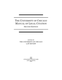 THE UNIVERSITY OF CHICAGO MANUAL OF LEGAL CITATION