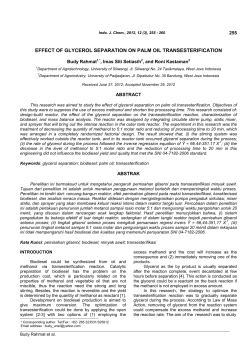 effect of glycerol separation on palm oil