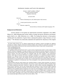 Sentiments, Conduct, and Trust in the Laboratory